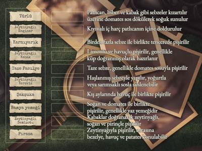 Türk Mutfağı Sıcak ve Soğuk Sebze Yemekleri 