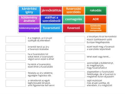 Árufuvarozási folyamatok megkezdése, alapfogalmak