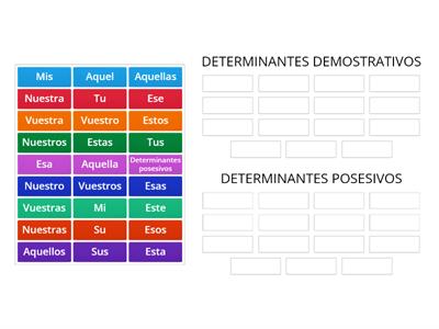 Determinantes demostrativos y posesivos