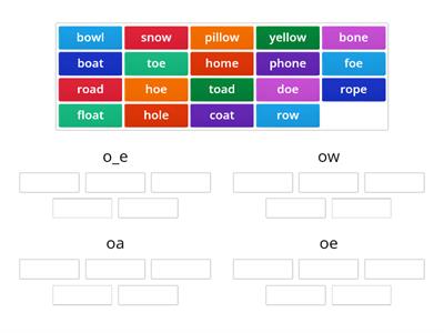 Long O Sort (o_e, ow, oa, oe)