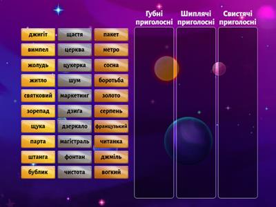 Приголосні свистячі/шиплячі/губні