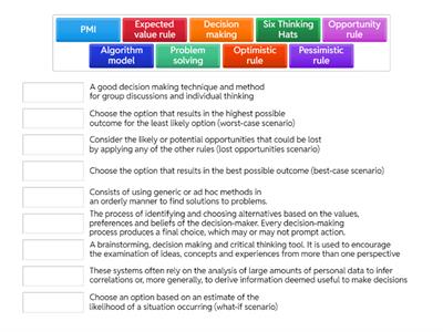 Decision making and problem solving