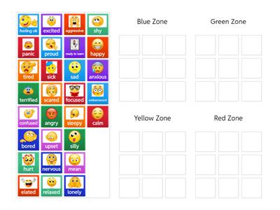 Zones of Regulation: Matching feelings into the zones.