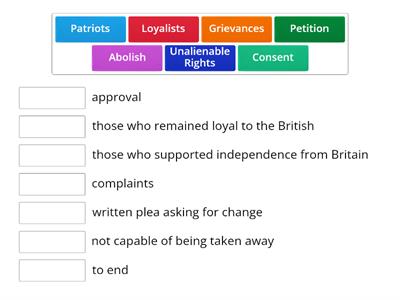 American Revolution Vocab