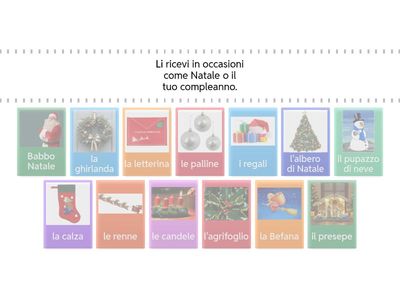 Matching lessico Natale e pronomi diretti  - A1