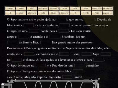 O Sapo Apaixonado - Completa o texto. Poderás encontrar as palavras que faltam na coluna da esquerda.