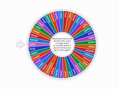 Spin that Wheel - Camel & Tiger Words