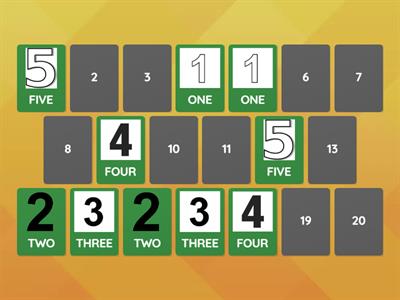 MEMORY GAME NUMBERS 1-10