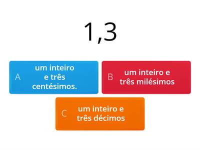 Quiz Números decimais