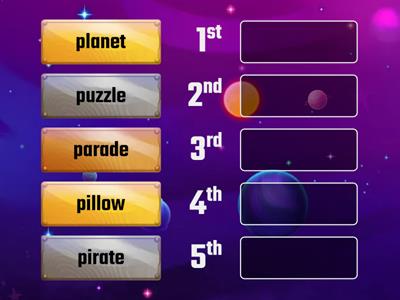 Dictionary skills - put words in alphabetical order