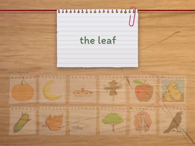 Fall words find the match Dahzi 1st grade