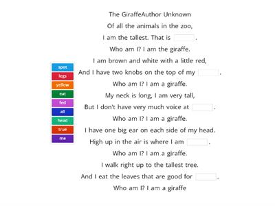 RHYME - THE GIRAFFE POEM