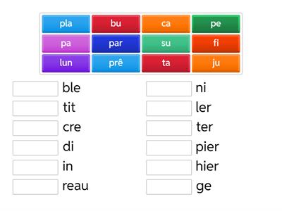 FLI 1 - CE -  Reliez les syllabes pour former un mot