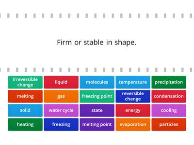 States of Matter vocabulary Year 4