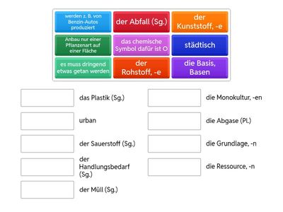 Wortschatzübung - Ordne zu