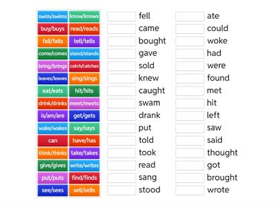 Irregular past tense -- match to present tense 2