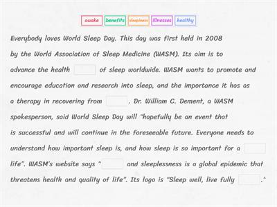 Sleep Gap-Fill Listening Activity