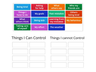 Things I can and cannot control