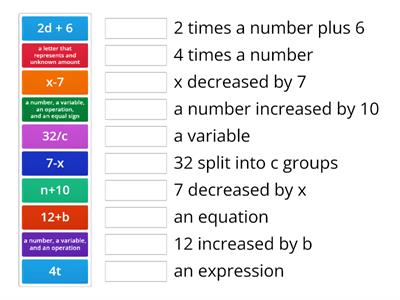 Algebra Match Up