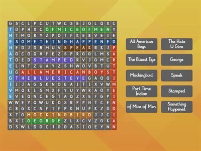 6th Grade Banned Books Crossword Puzzle