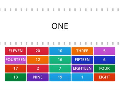 Matching numbers and words to 20