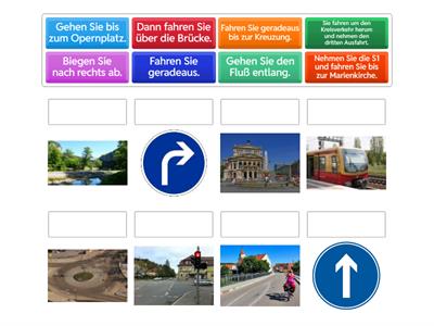 Einen Weg beschreiben. Ordnen Sie zu.