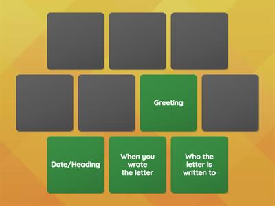 Matching Parts of a Friendly Letter