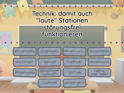 Material an Stationen Laufband