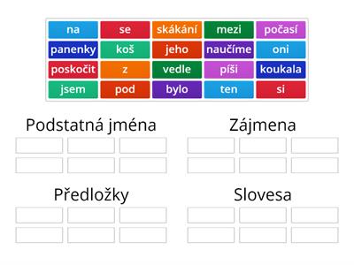 Roztřiď slovní druhy