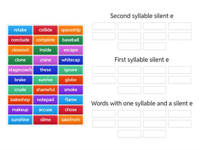 Two Syllable words with silent e