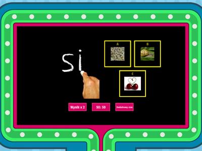 Wybierz spośród obrazków te, których w nazwie występuje si lub ś: