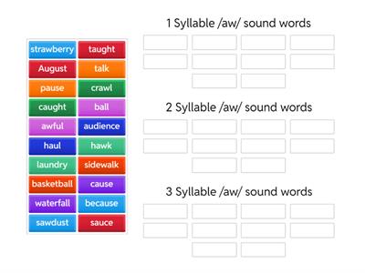 /aw/ sound word sort
