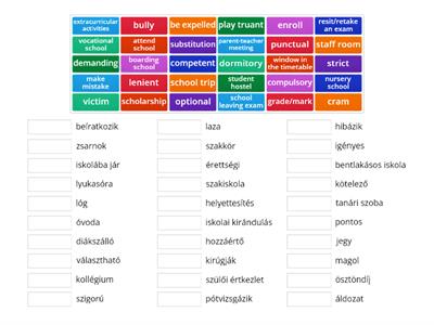 Matura b1 unit 3 School vocab 1