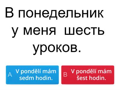 Opakování: dny v týdnu a měsíce.