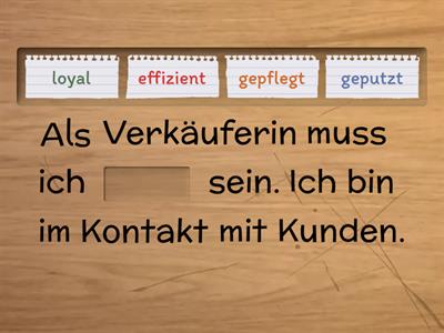 Richtige Antwort Stärken für Berufe