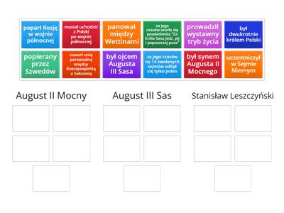 Czasy saskie - dopasuj informacje.