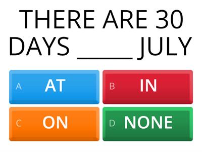 PREPOSITIONS OF TIME GAME