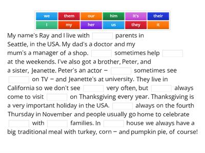 Pronouns (personal, possessive and object)