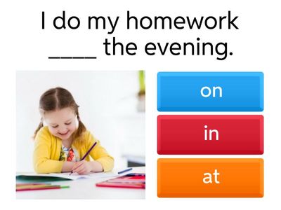 Prepositions of time (in, on, at)