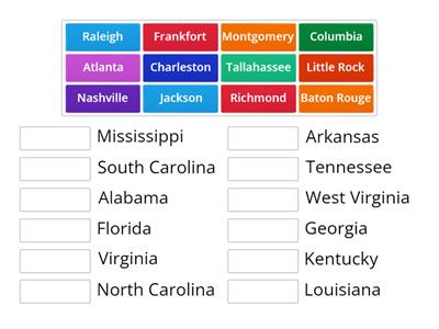 Southeast States/Capitals