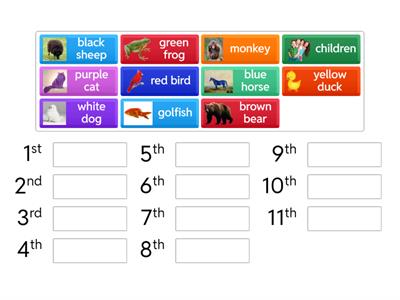 Order the animals according to the book "Brown Bear Brown Bear".