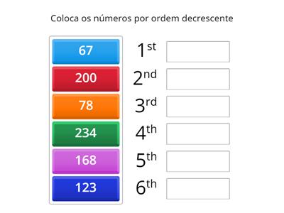 Ordem crescente e decrescente - Fátima - Coimbra