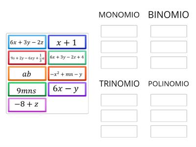 Identificar las siguientes expresiones algebraicas según corresponda