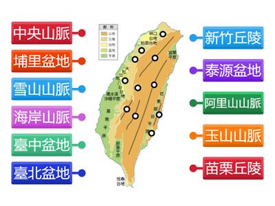 1上地理CH3 臺灣地形分布圖：山地、丘陵、盆地