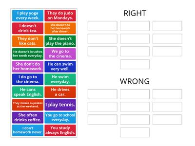 Present Simple  (right / wrong)