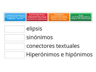  La Cohesión !!Arrastra la frase al elemento  que creas que es correcto , suerte y pon atencion a la actividad !!