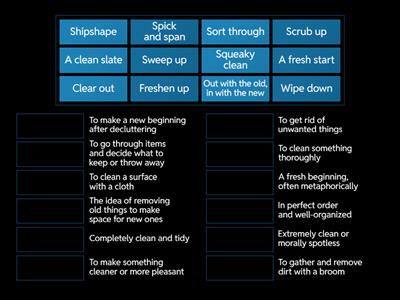 Match words with definitions: