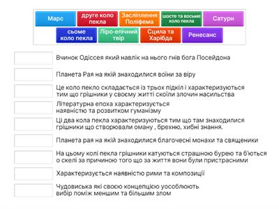 Античність Гомер "Одісея" + Ренесанс Данте "Божествена Комедія