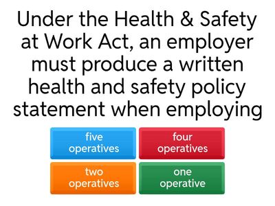 Unit 301: Health and safety systems 2?