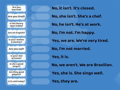 QUESTIONS AND ANSWERS - TO BE - PRESENT SIMPLE